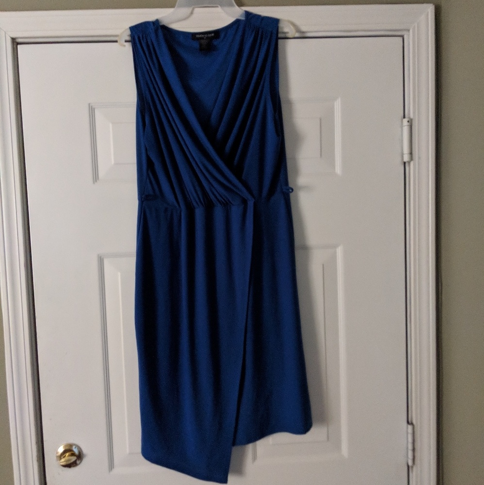 Blue faux wrap dress